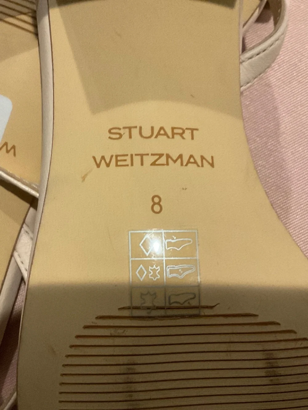 Stuart Weitzman Aliza Block Heel Sandal Blush Leather size 8